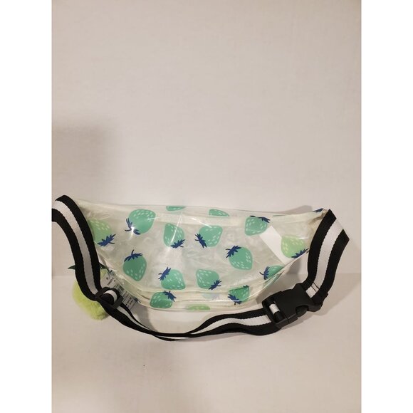 New with Tag Claire's Strawberry clear fanny pack, 2 pockets, with strawberry pl - Picture 2 of 4